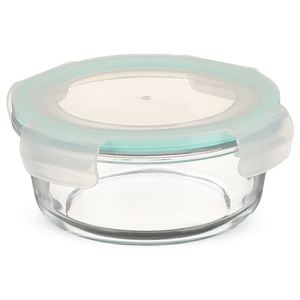 حافظة طعام، دائريه سعة 650مل مقاس 15×6.5 سم، زجاج حرارى بغطاء بلاستيك - شفاف