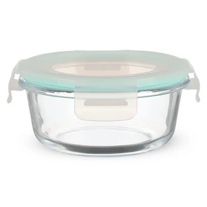 حافظة طعام، دائريه سعة 400 مل مقاس 13×6 سم، زجاج حرارى بغطاء بلاستيك - شفاف