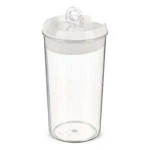 برطمان تخزين للطعام، محكم الغلق، سعة 1200مل بقفل علوى، بلاستيك عالى الجوده - شفاف