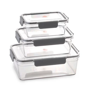 طقم علب ثلاجه بأغطيه محكمه الغلق، 3 قطع، اكريليك - شفاف