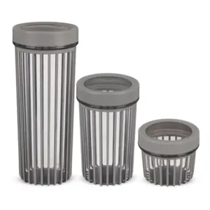 Foly Life Linea Storage Jar Set, 3 Pieces, (500-1100-1700ml), Plastic - Light Grey