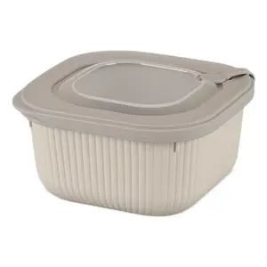 طقم حافظات طعام، 3 قطع مع اغطيه، مربع، بلاستيك مع سليكون - رمادى فاتح مطفى