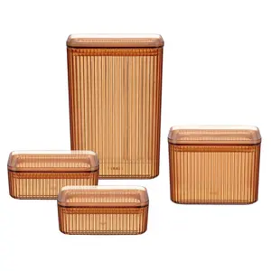 طقم حافظات طعام، 4 قطع (2×400مل،900مل،2100مل)، مخطط - عسلى من ويلينى