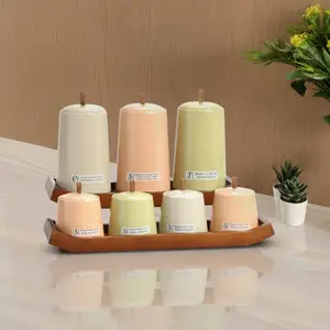 Spices Set, 7 Pieces with 2 Stands , Porcelain,  Olive - Peach