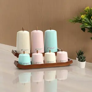 Spices Set, 7 Pieces with 2 Stands , Porcelain,  Blue - Pink