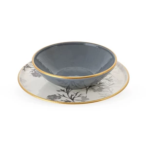 طقم عشاء، 24 قطعه ل 6 افراد، بورسلين، تركى - رمادى