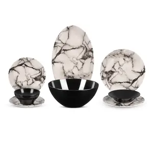 طقم عشاء هومى بلاس، ميلامين صحى، 26 قطعه ل6 افراد - اسود رخامى