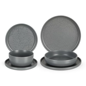 اورجانيك طقم عشاء، 24 قطعه ل 6 افراد، بورسلين عالى الجوده، صنع فى تايلاند - اسود من كواليتير