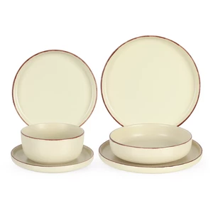 سوليد طقم عشاء، 24 قطعه ل 6 افراد، بورسلين عالى الجوده، صنع فى تايلاند - كريمى  من كواليتير