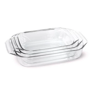 طقم صوانى الفرن بيركس مستطيل، 3 قطع،   - شفاف