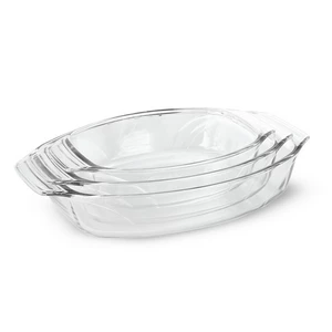 طقم صوانى الفرن بيركس بيضاوى، 3 قطع، فرنساوى - شفاف