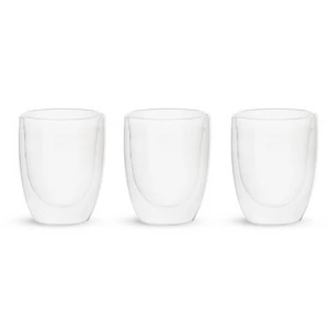 طقم اكواب زجاج حراري مزدوج، 3 قطع، 280مل - شفاف