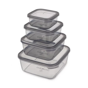طقم حافظات طعام، 4 قطع باغطيه، مربع - رمادى 