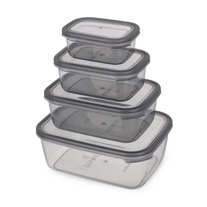 طقم حافظات طعام، 4 قطع باغطيه، مستطيل - رمادى 