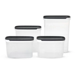 طقم تخزين طعام، 4 قطع، بلاستيك - رمادى فاتح من اكسا