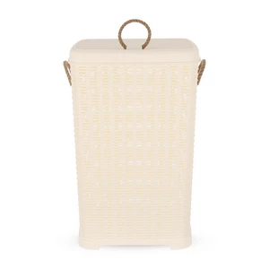 سلة غسيل بغطاء، 60 لتر، بلاستيك - ابيض من اكسا 