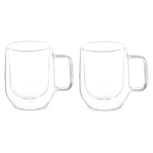 طقم اكواب قطعتين، زجاج حرارى مزدوج، سعه 280مل - شفاف