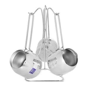 طقم كنك قهوه، 3 قطع مع حامل (مقاسات وسط)، ستانلس ستيل من عبود