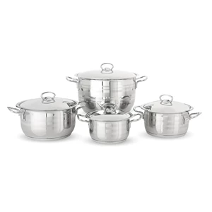 طقم حلل، 8 قطع بغطاء، ستانلس ستيل من عبود