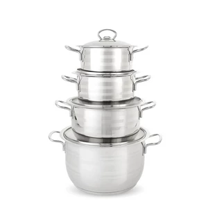 طقم حلل، 8 قطع بغطاء، ستانلس ستيل من عبود