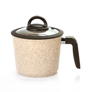 وعاء لبن وصلصه بغطاء زجاج، 16 سم، جرانيت حيوى - بنى حجرى من كوكين