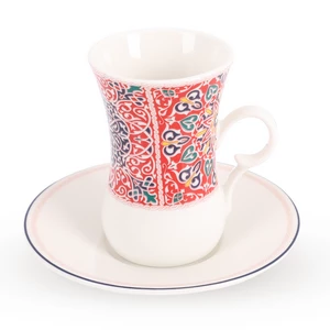 خياميه طقم شاى عربى ، 12 قطعه ل 6 اشخاص، بورسلين - احمر