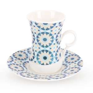 طقم شاي عربي بورسلين ستار، 12 قطع - ابيض ذهبي