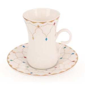 زينه طقم شاى عربى، 6 قطع، بورسلين، ابيض مع ذهبى