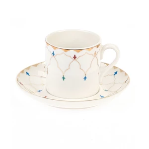 زينه طقم قهوه، 6 قطع ل 3 اشخاص، بورسلين - ابيض مع ذهبى