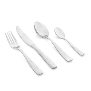 طقم شوك وملاعق، 24 قطعه ل 6 افراد، بنقش مطروق، ستانلس ستيل -  فضى  من نيو فلام