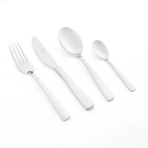 طقم شوك وملاعق، 24 قطعه ل 6 افراد، بشكل مستطيل بحواف مستديرة، ستانلس ستيل -  فضى  من نيو فلام