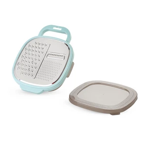 مبشره خضروات مربعه مع علبه، بلاستيك - لون ازرق