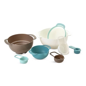 طقم بولات خلط وملاعق قياس، 10 قطع، بلاستيك - لون ازرق