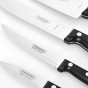 طقم سكاكين، 5 قطع ستانلس ستيل مع حامل خشب - اسود من ترامونتينا