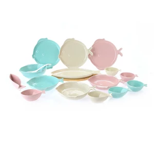 طقم اطباق عشاء سمك بورسلين عالي الجودة، 27 قطعة، بورسلين - الوان متعددة