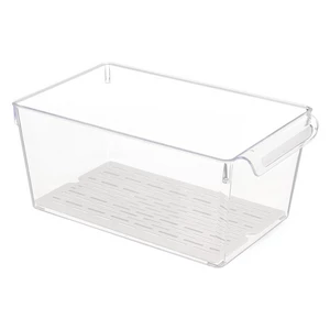 علبة ثلاجه مستطيله، مع غطاء وسله تصفيه داخليه، اكريليك، شفافه من فولى لايف