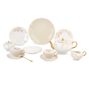 طقم شاى وجاتوه رويال، 30 قطعه ل 6 اشخاص، بورسلين - كريمى