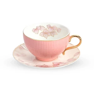 طقم قهوه تركى، 12 قطعه ل 6 اشخاص، بورسلين - بينك غامق