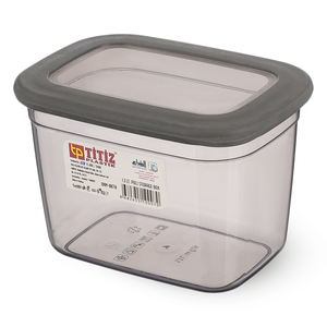 برطمان تخزين بغطاء، سعة 1300 مل، مربع، بلاستيك - رمادى من فولى لايف