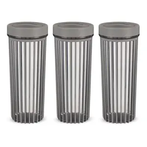 طقم برطمان تخزين، 3 قطع، سعة 1700مل، بلاستيك - رمادى من فولى لايف