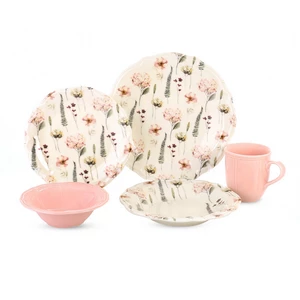 طقم عشاء، 30 قطعة ل 6 افراد، بورسلين - بينك من بورسر