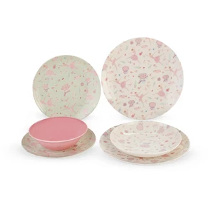 طقم عشاء بورسلين، 24 قطعه ل 6 افراد - بينك من بورسر