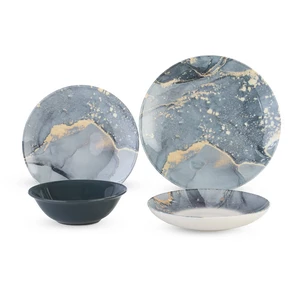 طقم عشاء بورسلين، 24 قطعه ل 6 افراد - رمادى رخامى  من بورسر