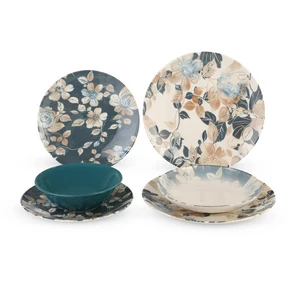 طقم عشاء بورسلين، 24 قطعه ل 6 افراد -  ازرق من بورسر