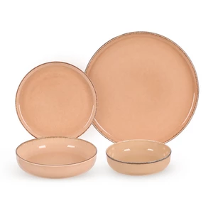 طقم عشاء، 24 قطعه ل 6 افراد، بورسلين - وردى خوخى باطار بنى من كوتاهيا