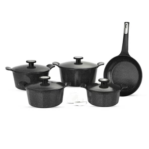 طقم اوانى الطبخ، 9 قطع، جرانيت، كورى - اسود حجري من  نيوفلام