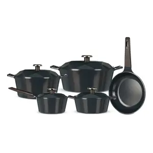 NeoFlam Carat Cookware Set, 9 Pieces, Diamond Shape, Titanium - Navy Blue