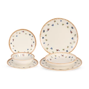 طقم عشاء، 24 قطعه، ل 6 افراد، بورسلين، صناعه تركيه، تصميم زهور صغيره - متعدد الالوان