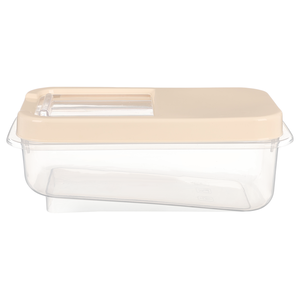 حافظة بقوليات ، سعة 5 لتر بغطاء جرار، مستطيله، بلاستيك - شفافه بغطاء بيج من فولى لايف