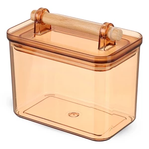 باولو حافظه طعام بغطاء، سعة 2100مل، اكريليك بيد خشب - عسلى من ويلينى